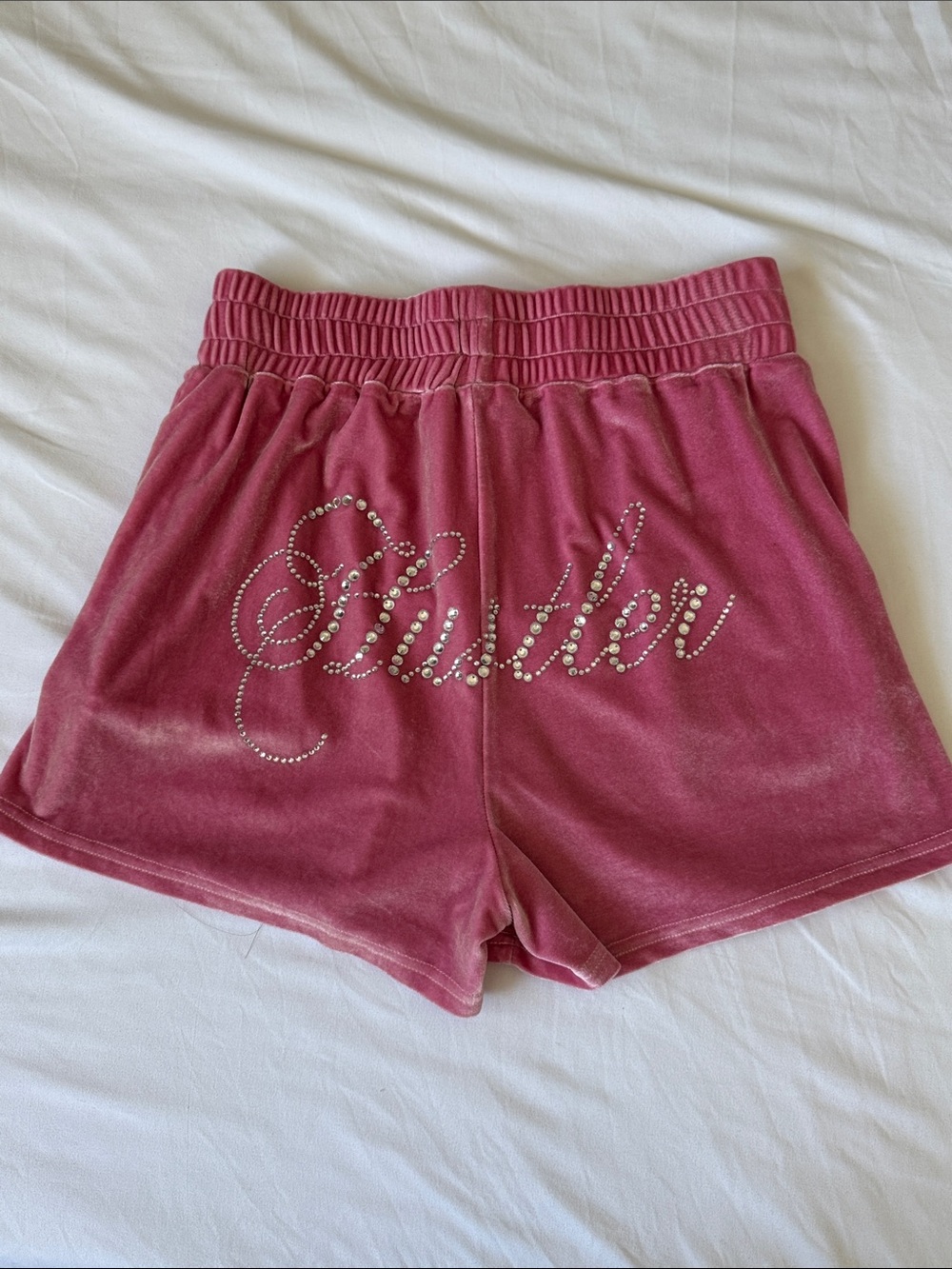 Nothing but Sexy Velvet Athletic Rhinestone Pink Shorts “Hustler”